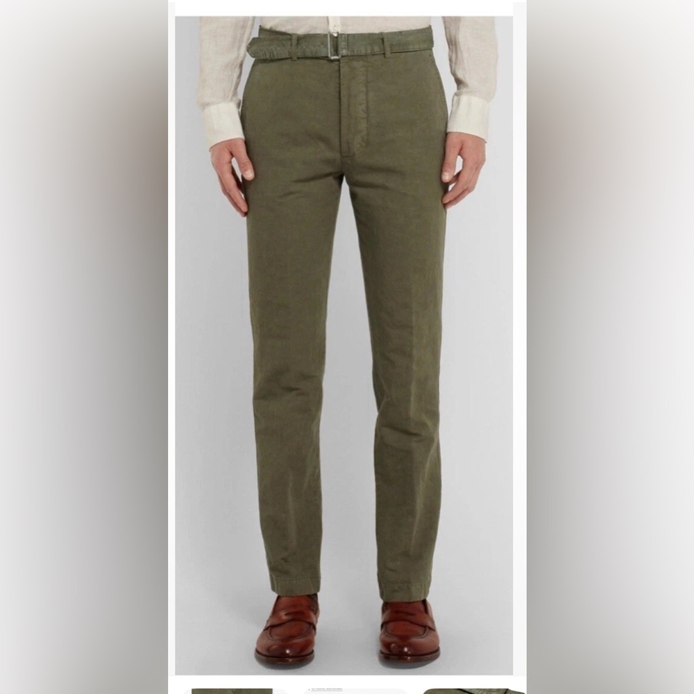 Officine Generale Julian Slim Fit Garment Dyed Cotton and Linen Blend pants 32